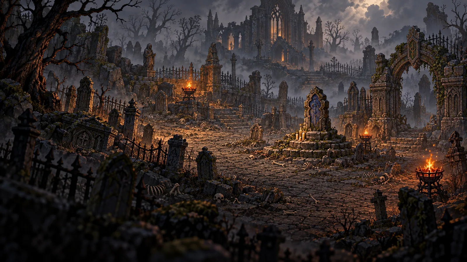 Pintura de Cemitério da Luz Cinzenta